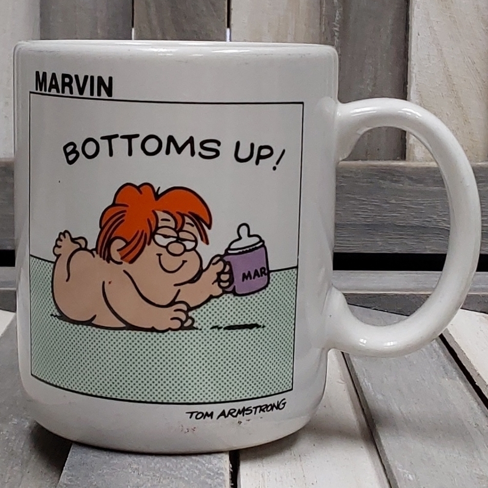 Vintage 1982 Marvin Comic Strip Mug - Bottoms Up!